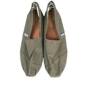 TOMS Men's Alpargata Cotton Canvas Classic Slip On in Olive Green Size 12